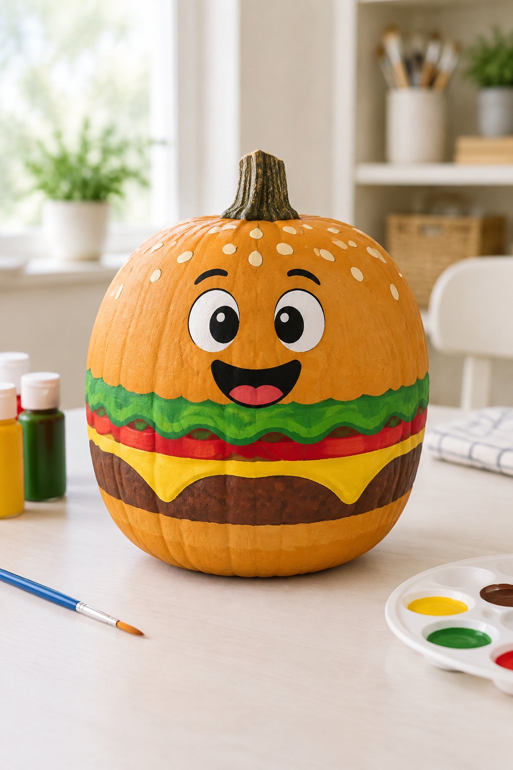 Krabby Patty Pumpkin - character pumpkin painting ideas