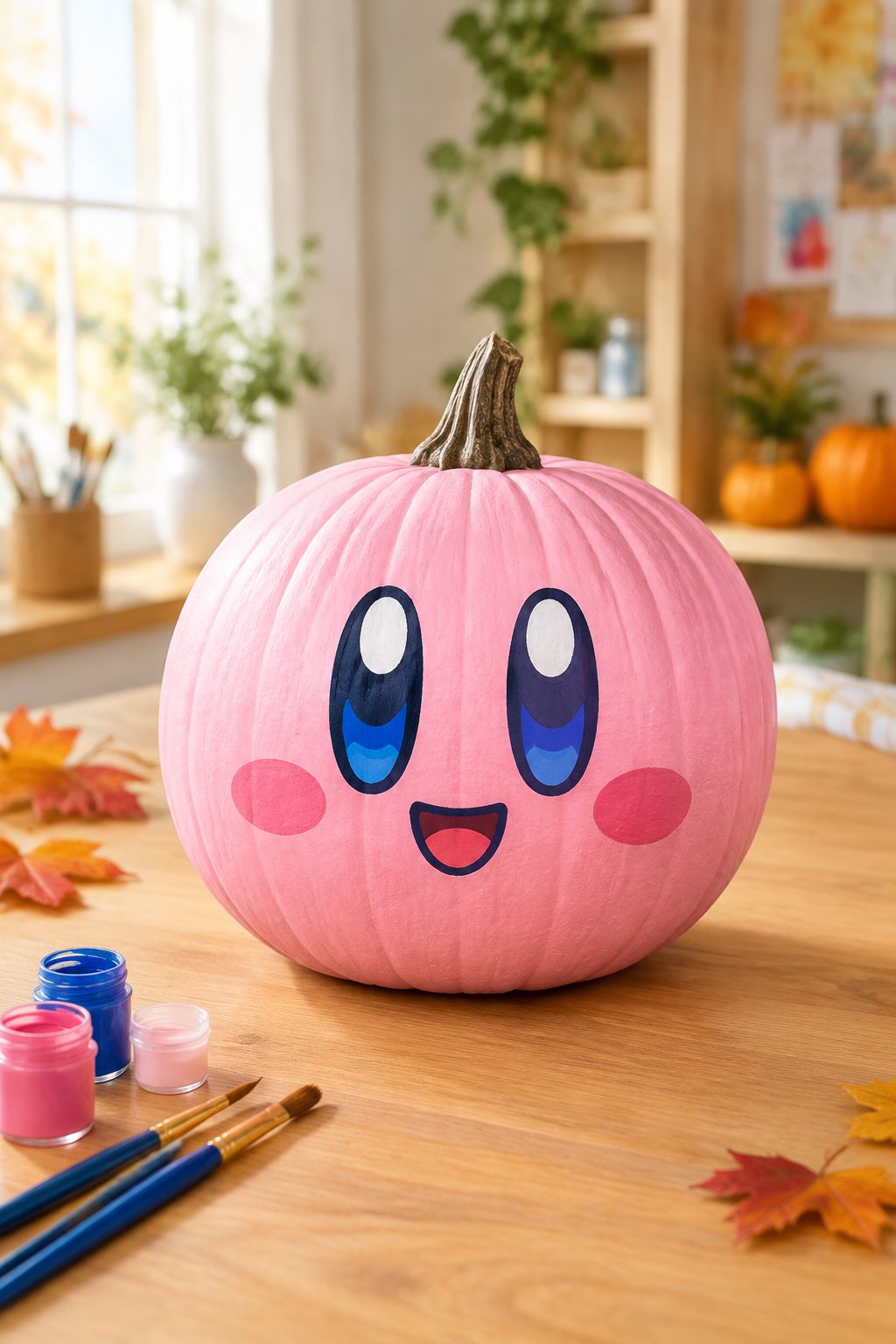 Kirby Pink Pumpkin - character pumpkin painting ideas