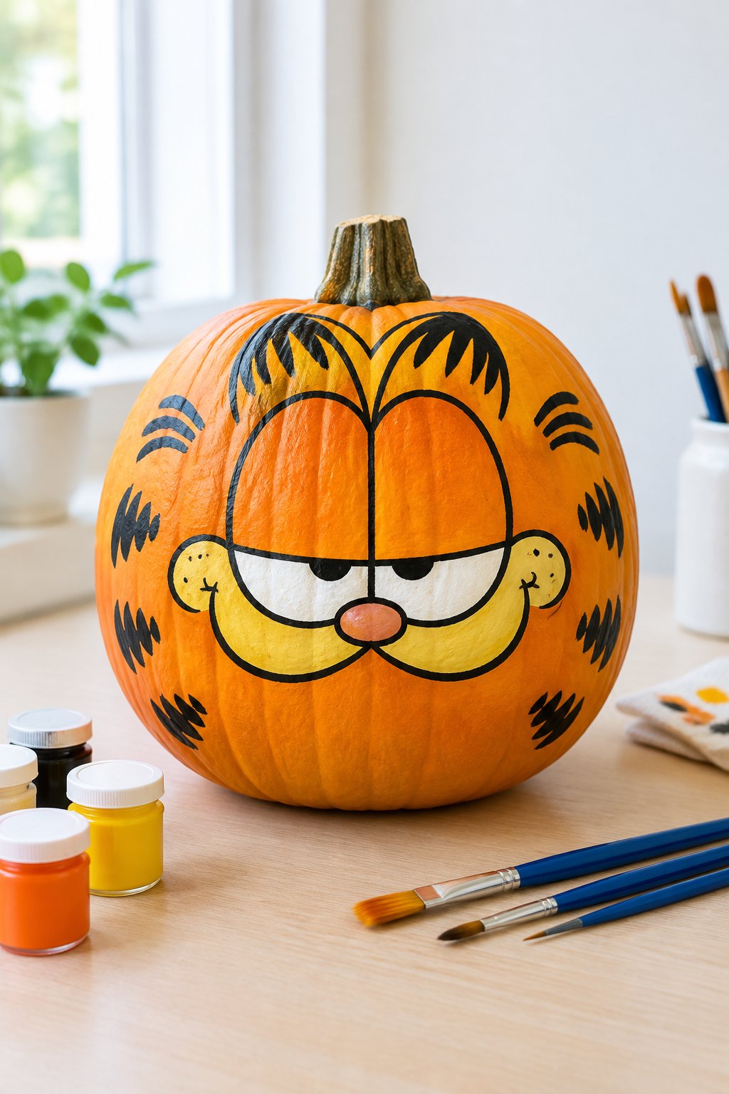 Garfield Orange Pumpkin - character pumpkin painting ideas