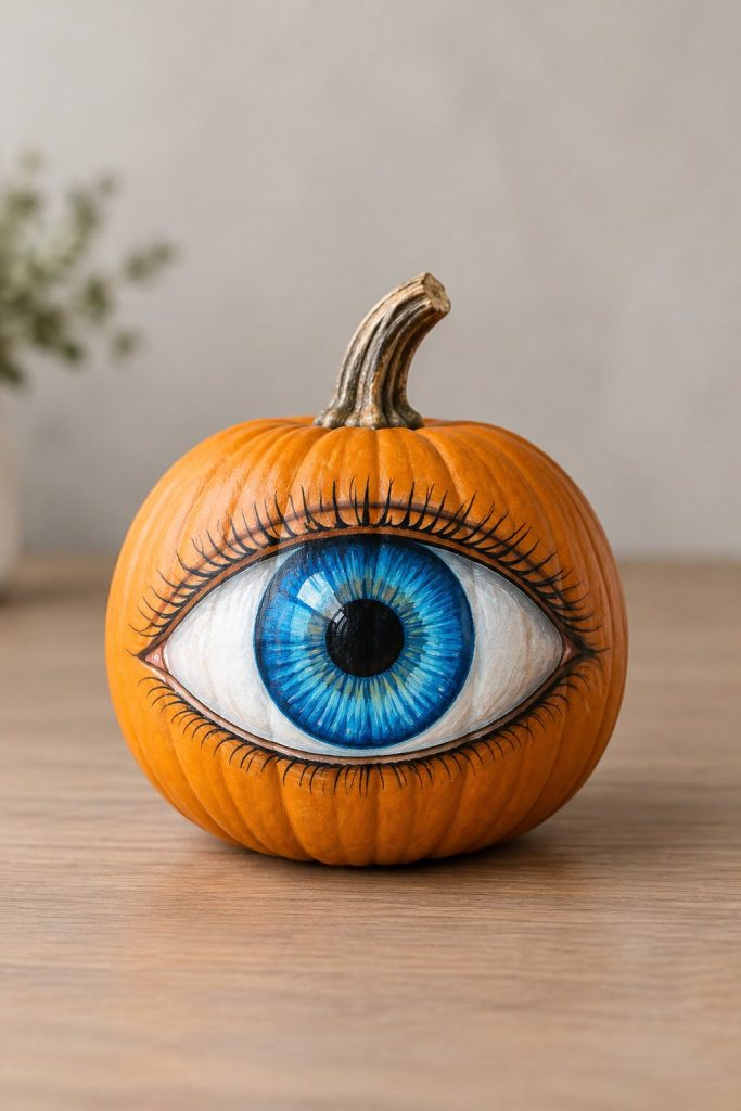 Single Blue Eye - eyeball pumpkin painting
