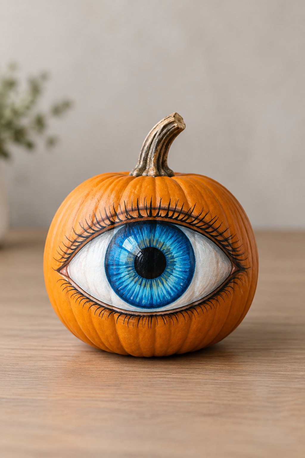 Single Blue Eye - eyeball pumpkin painting