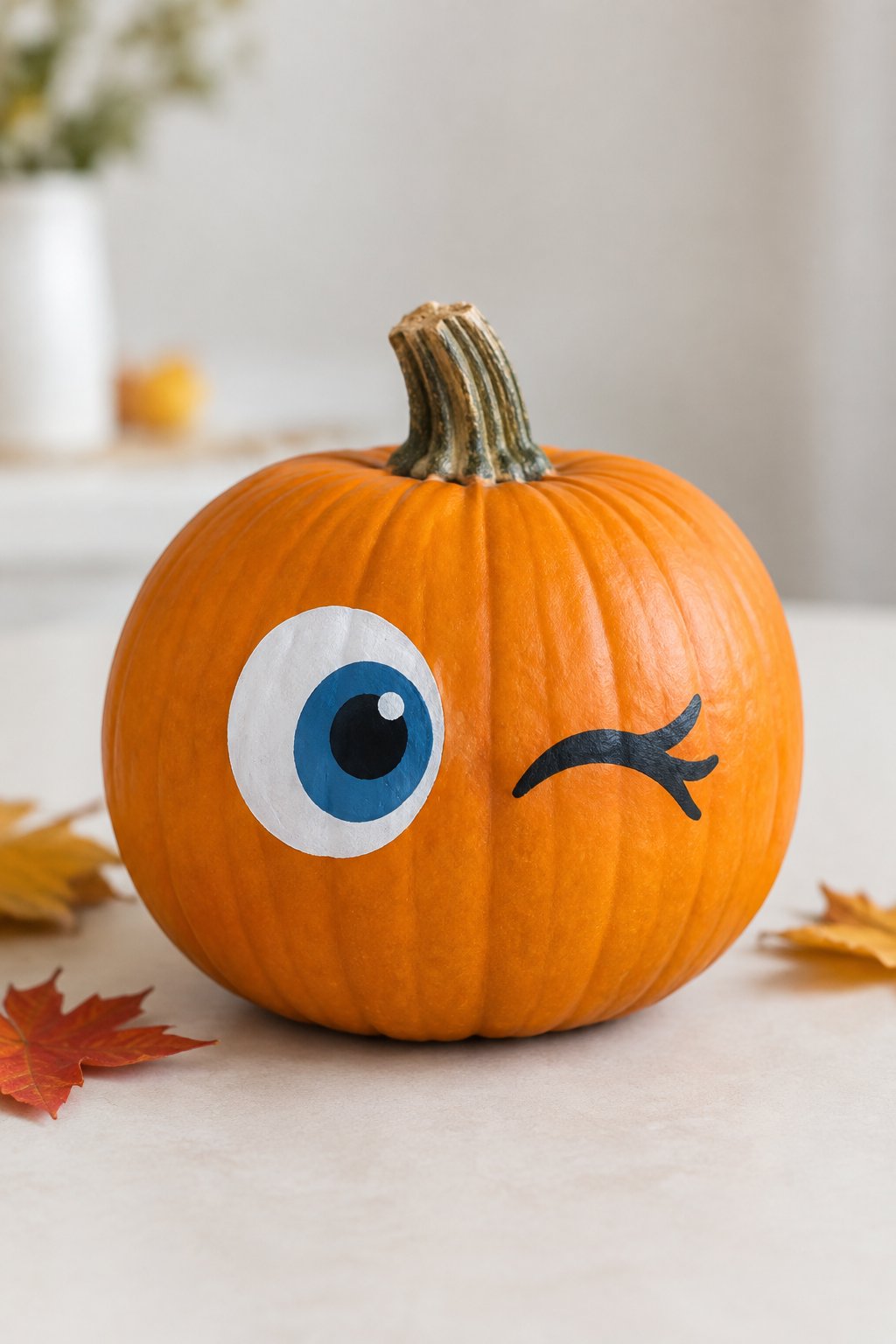 Winking Pumpkin - eyeball pumpkin painting
