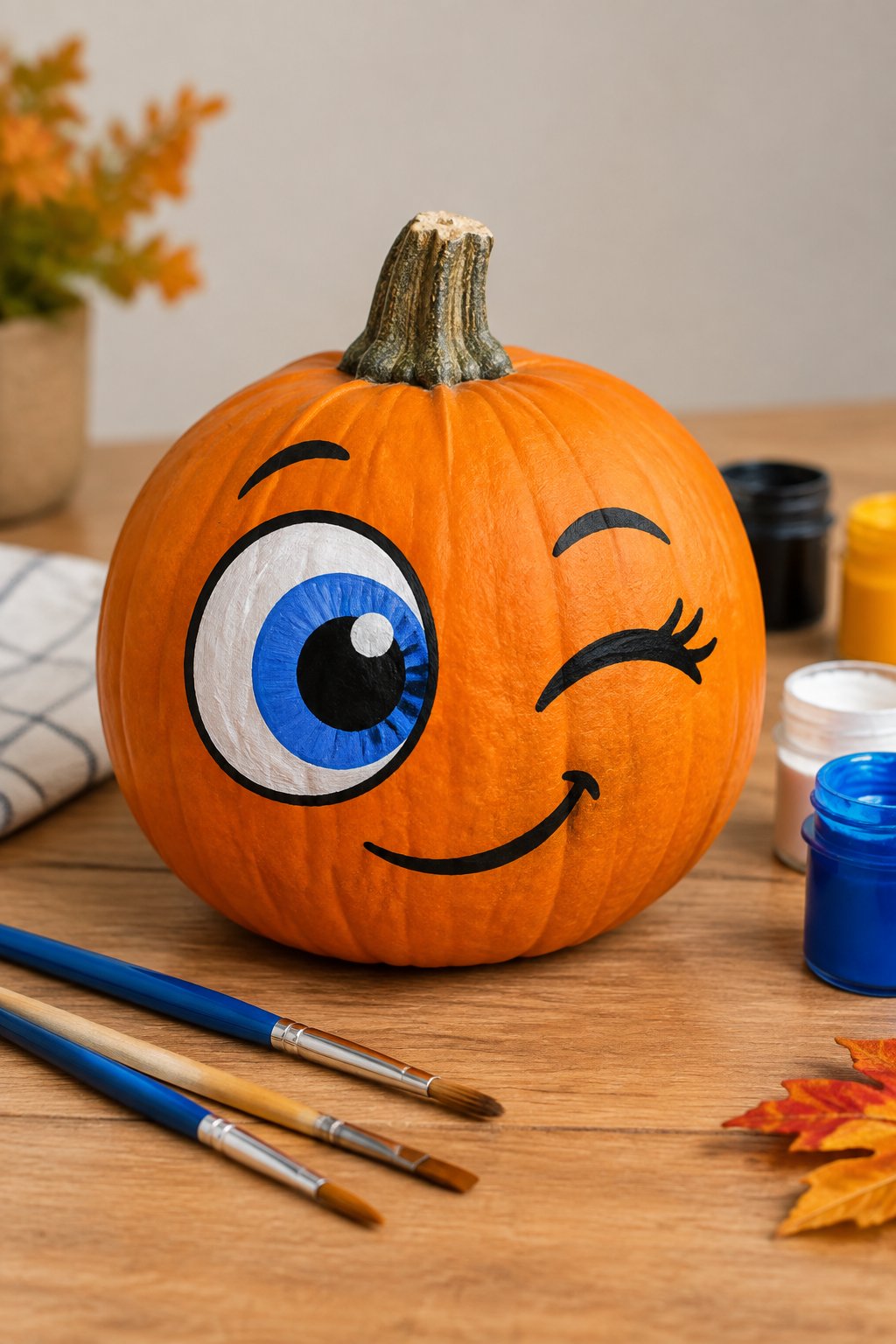 Winking Cartoon Eye - eyeball pumpkin painting