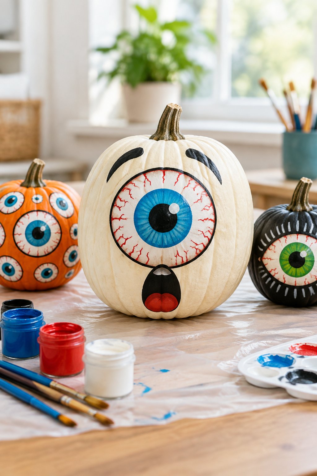Surprised Eye Face - eyeball pumpkin painting