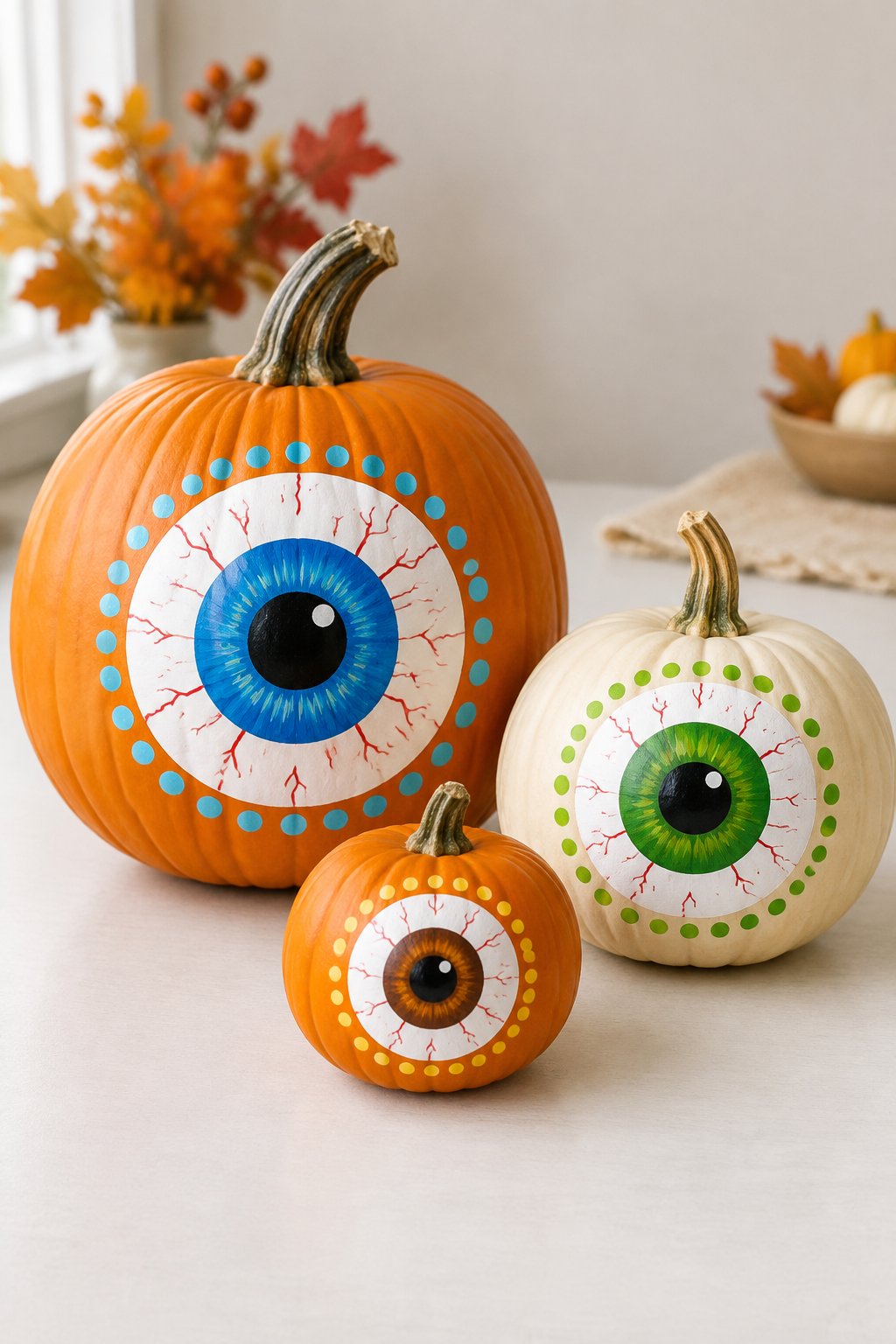 Polka Dot Eyes - eyeball pumpkin painting