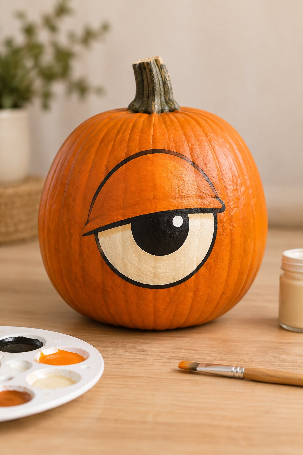 Sleepy Cartoon Eye - eyeball pumpkin painting