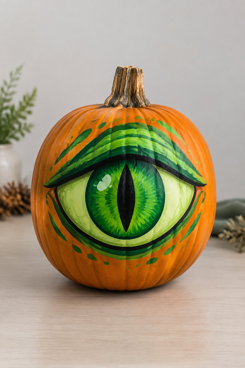 Green Monster Eye - eyeball pumpkin painting
