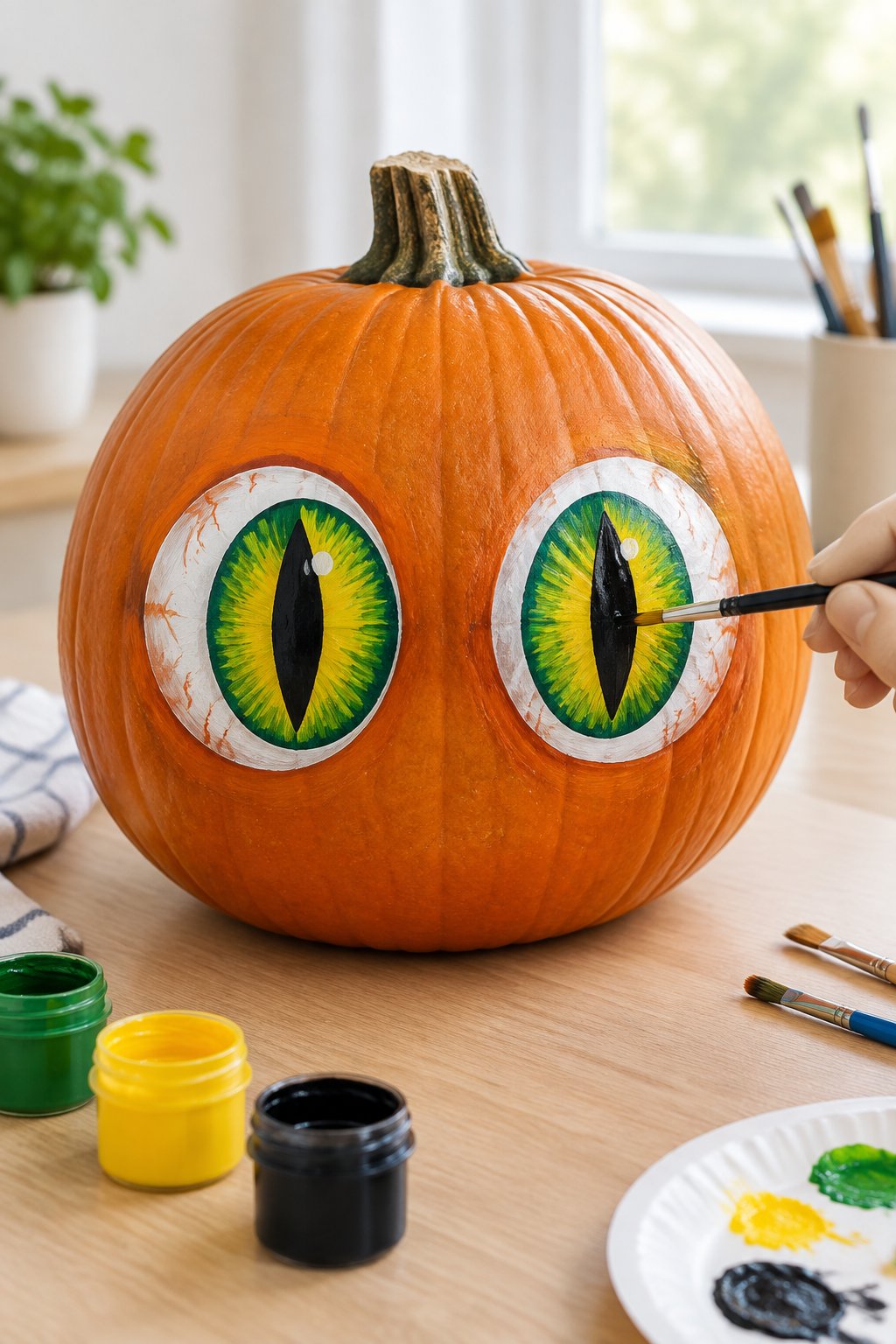 Slitted Monster Eyes - eyeball pumpkin painting