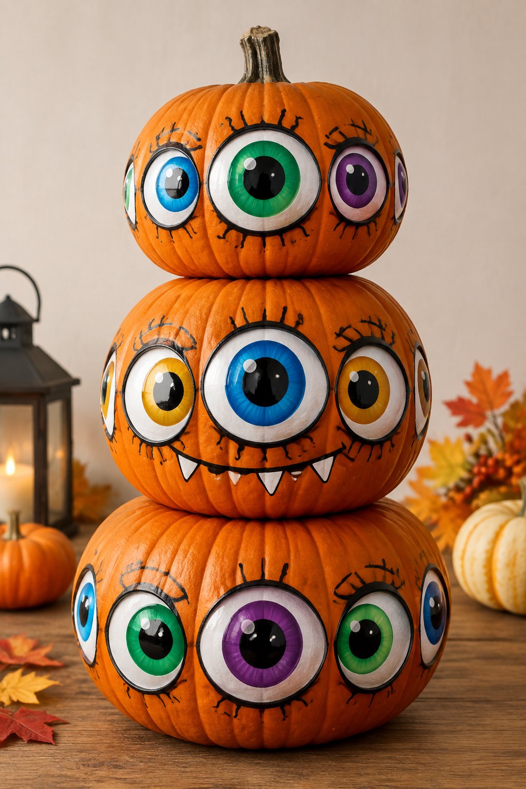 Stacked Monster Eye Rows - eyeball pumpkin painting