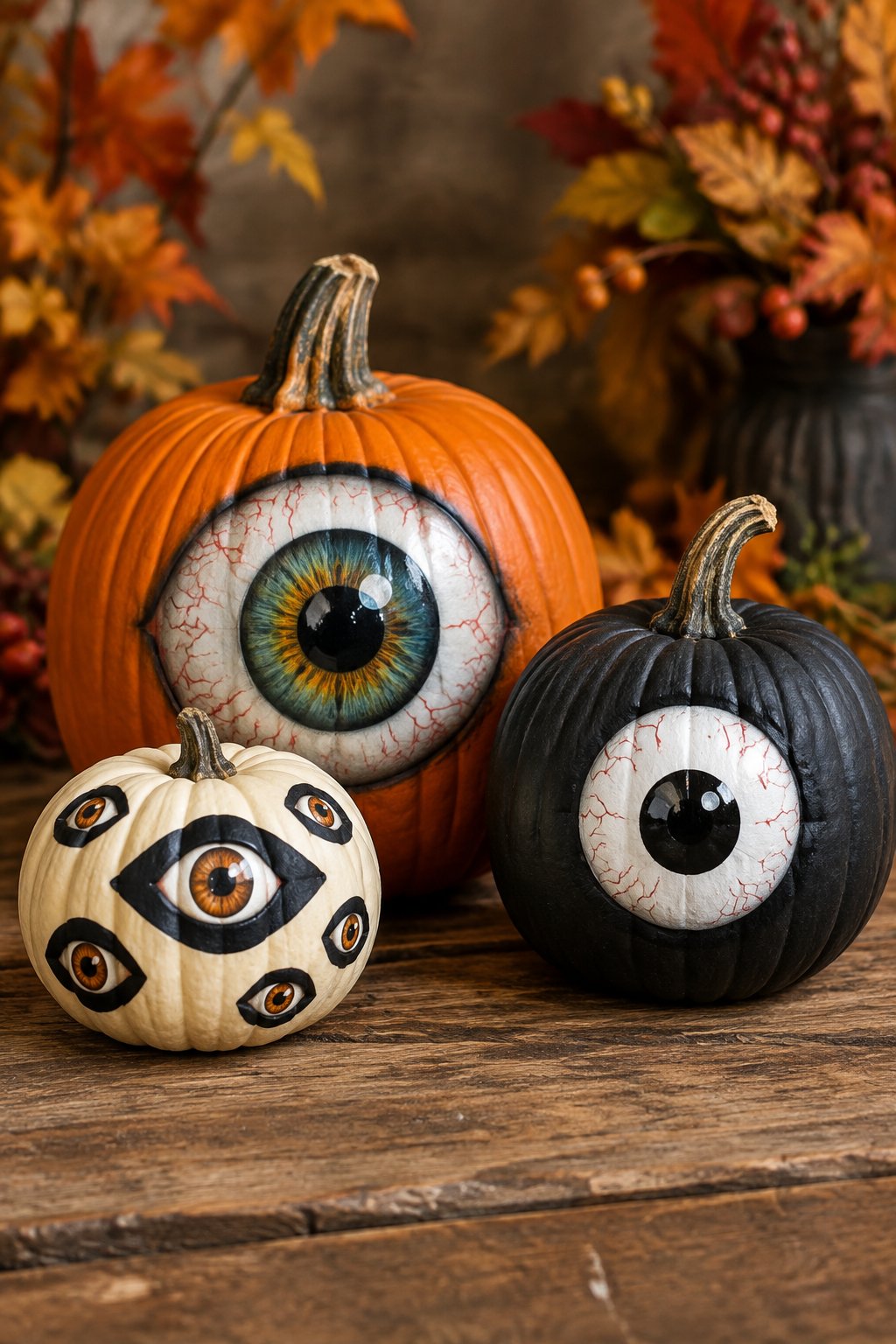 Black Pumpkin Eyes - eyeball pumpkin painting