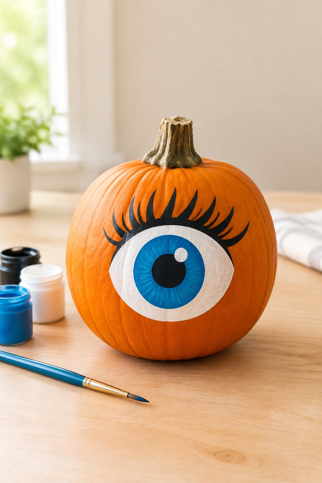 Lashy Eye Pumpkin - eyeball pumpkin painting