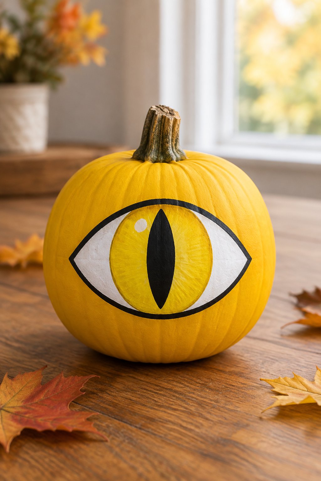 Yellow Cat Eye - eyeball pumpkin painting