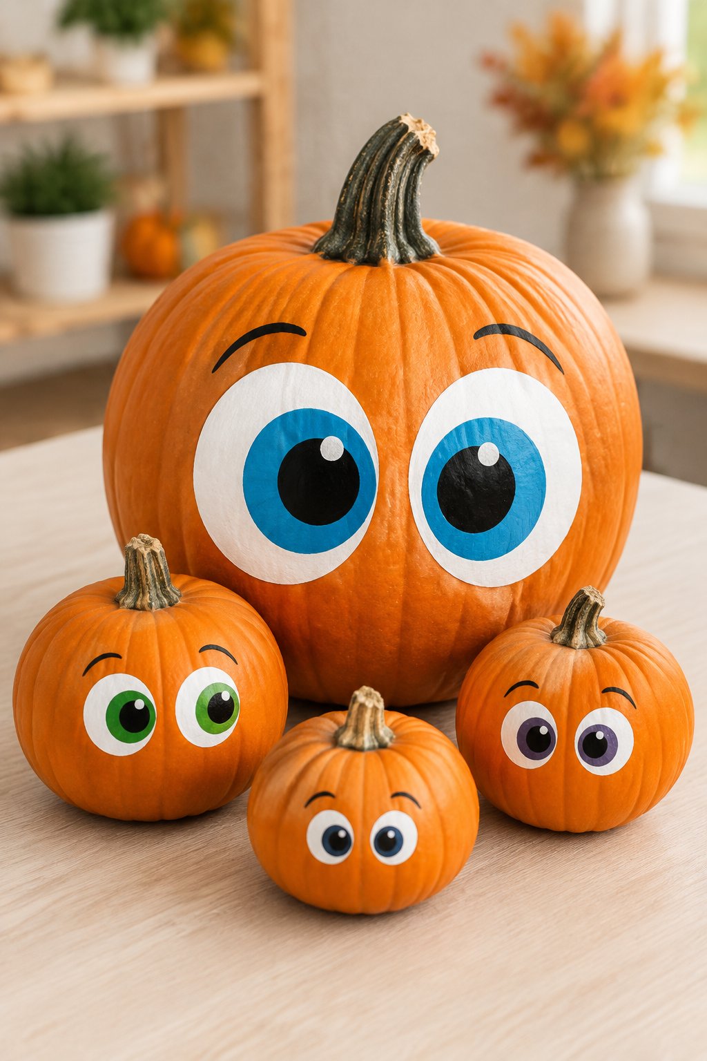 Big and Little Eyes - eyeball pumpkin painting