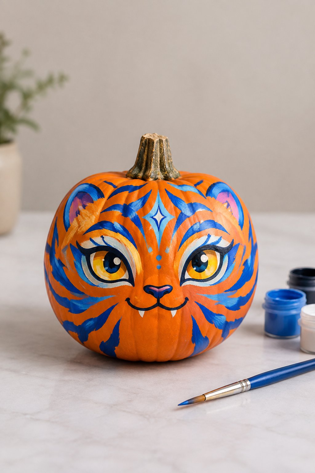 Mini Blue Tiger - kpop demon hunters pumpkin painting