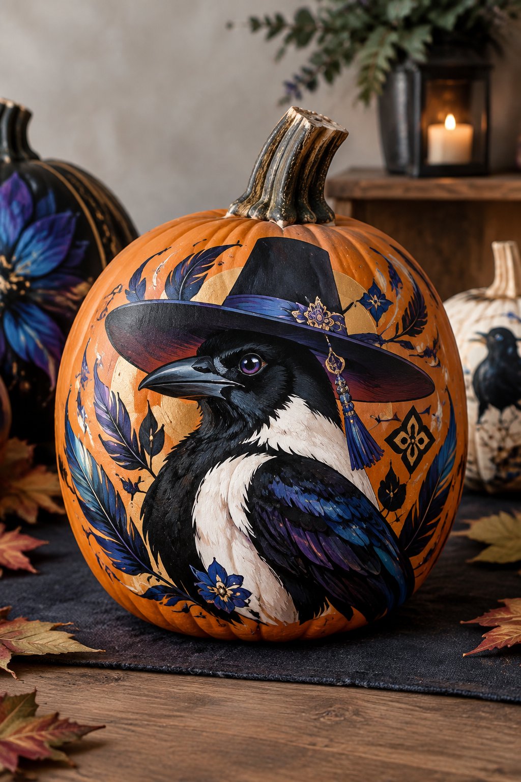 Magpie in a Hat - kpop demon hunters pumpkin painting