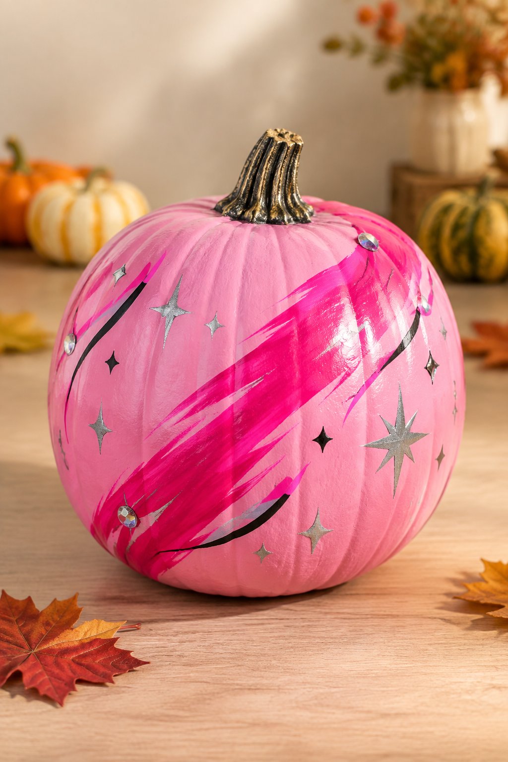 Bubblegum Pink Streak - kpop demon hunters pumpkin painting