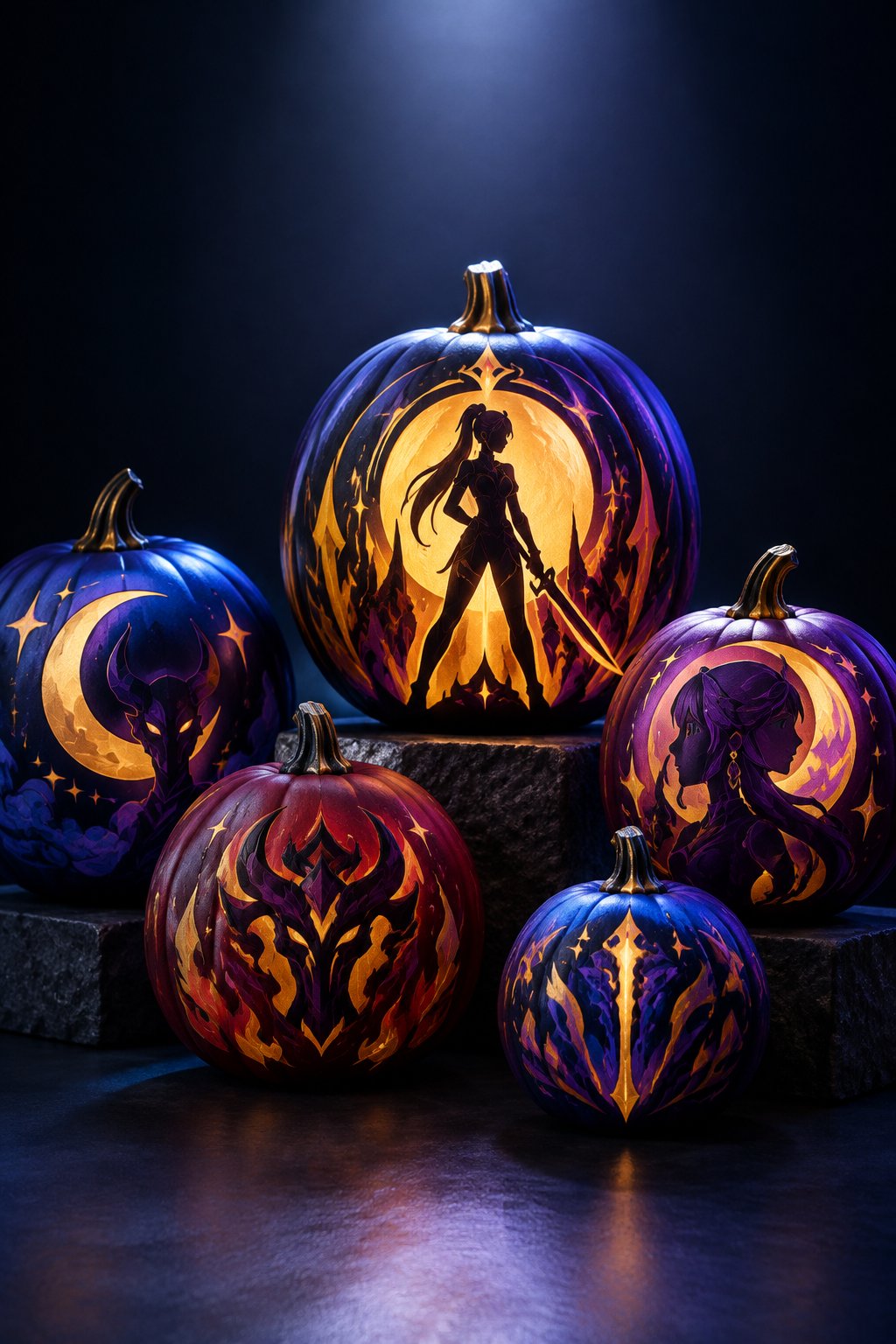 Spotlight Glow Silhouette - kpop demon hunters pumpkin painting