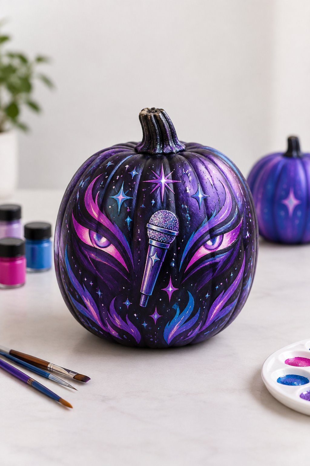 Microphone and Sparkle - kpop demon hunters pumpkin painting