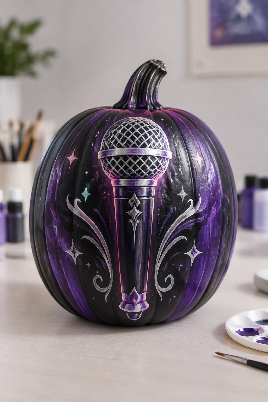 Microphone Pumpkin - kpop demon hunters pumpkin painting