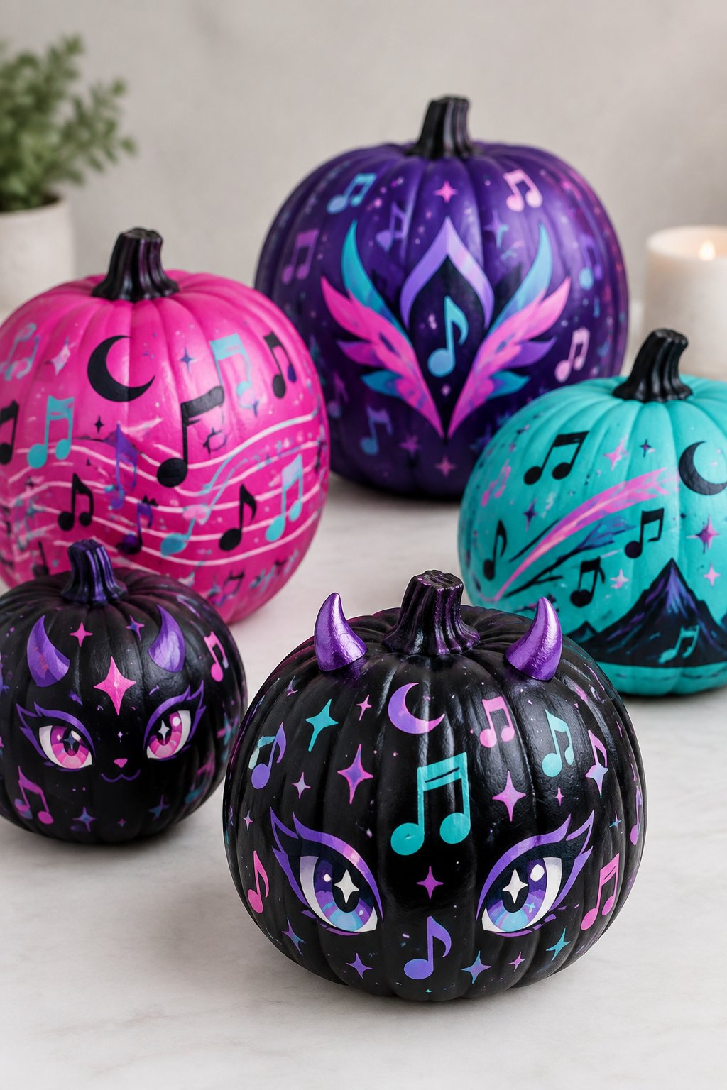 Music Note Pattern - kpop demon hunters pumpkin painting