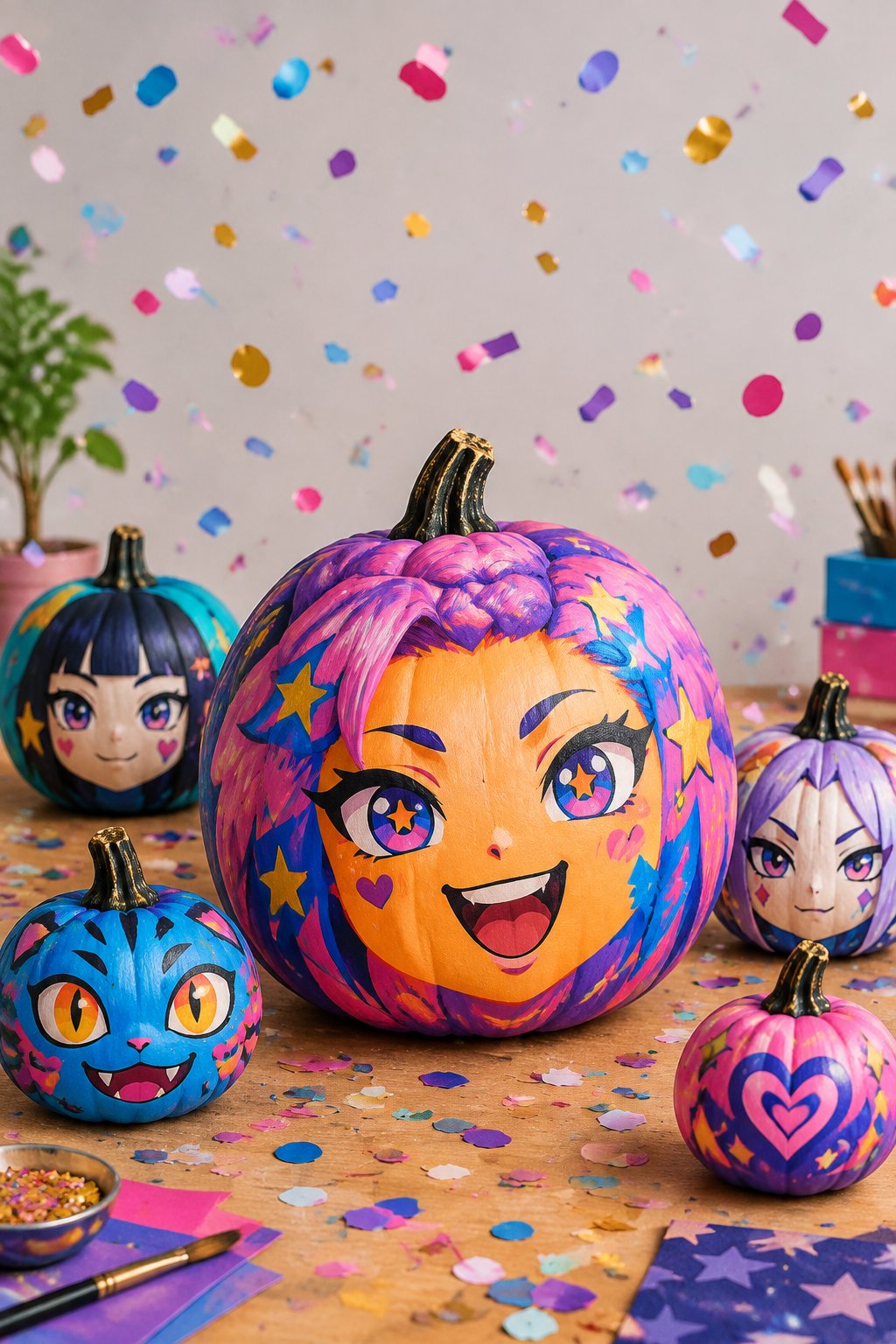 Confetti Burst Grin - kpop demon hunters pumpkin painting