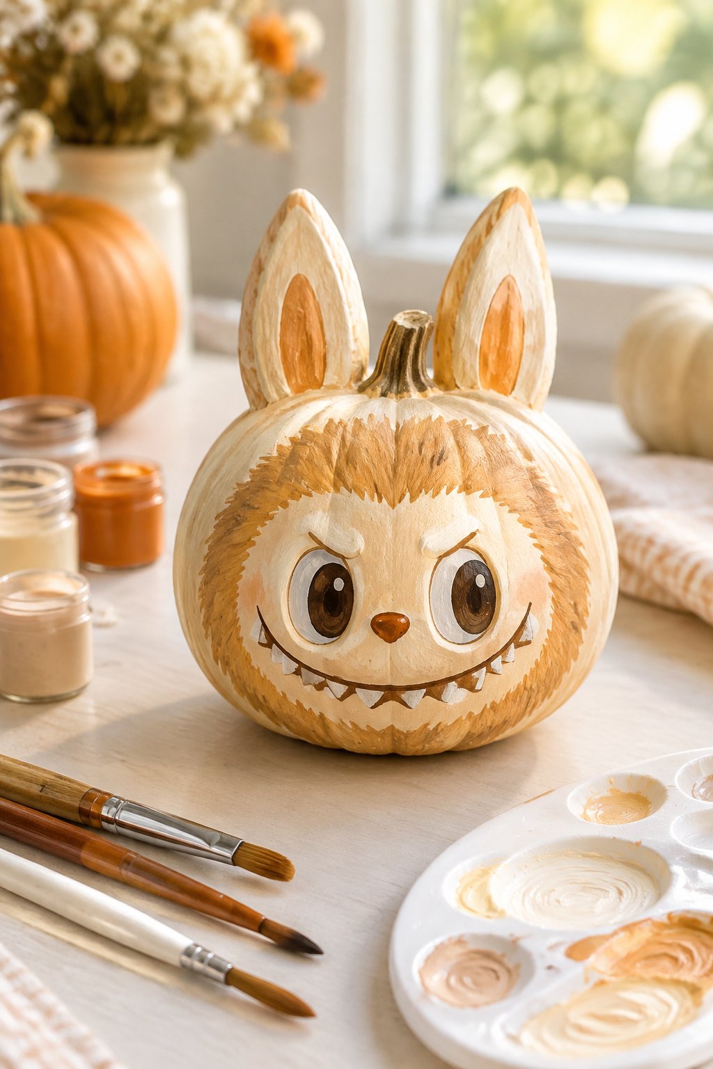 Vanilla Cream Swirl - labubu pumpkin painting