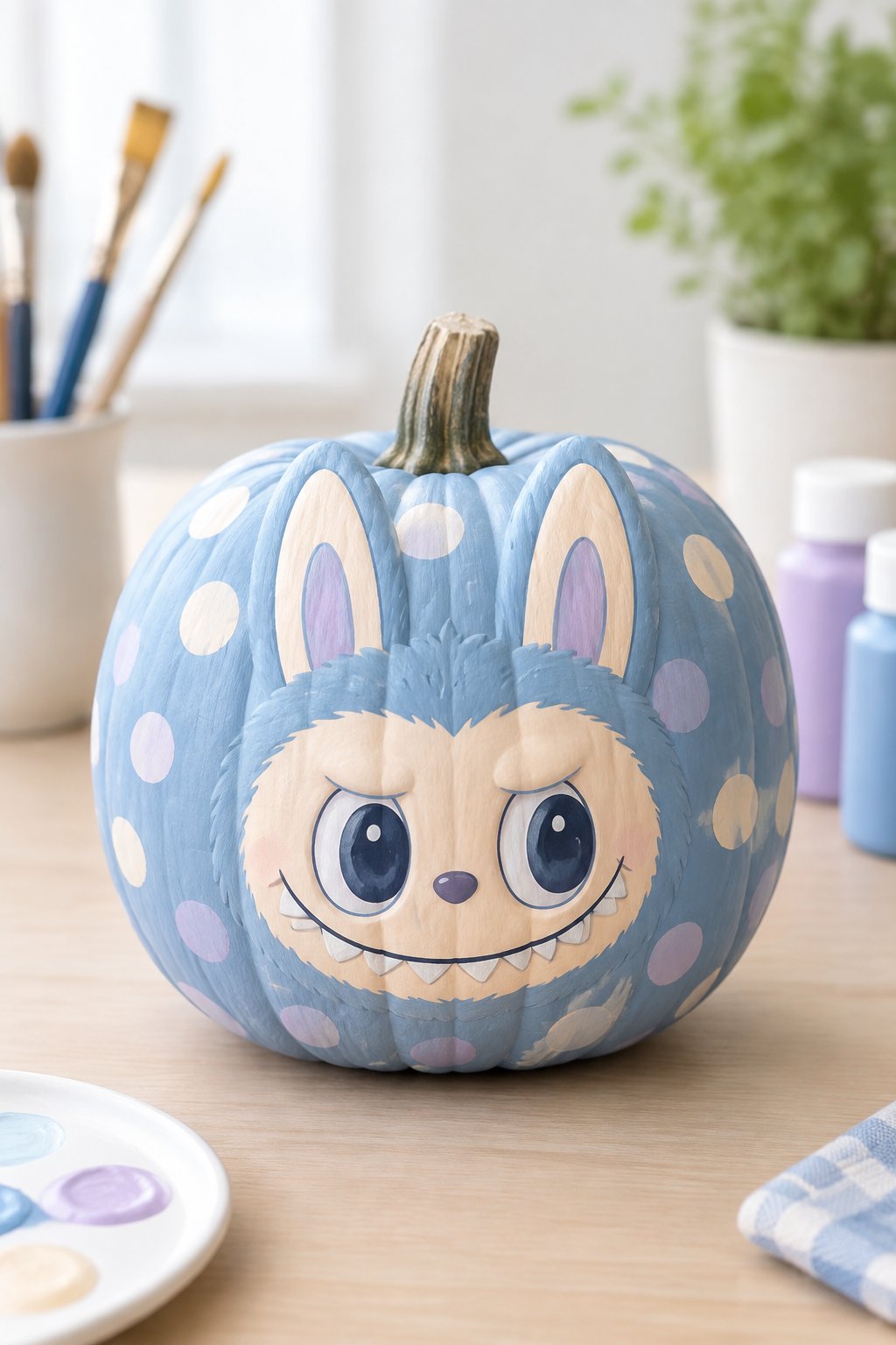 Blueberry Macaron Dot - labubu pumpkin painting