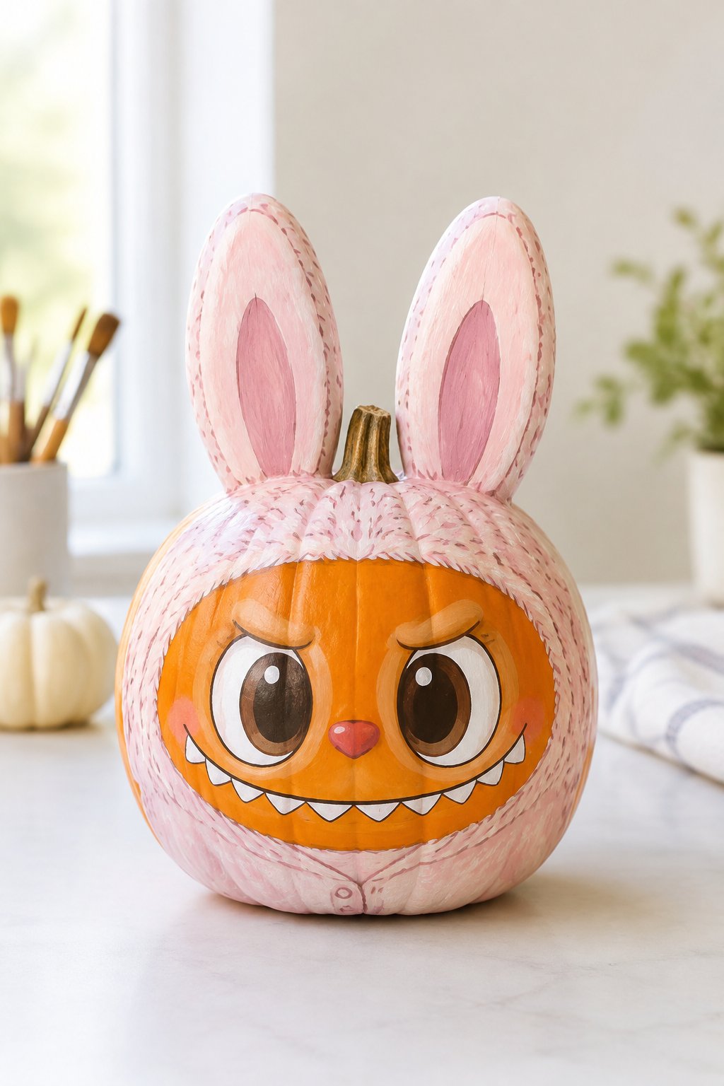 Bunny Onesie Ears - labubu pumpkin painting