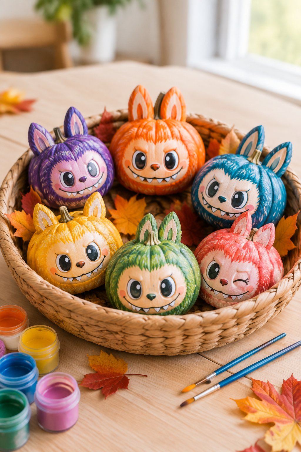 Basket of Minis - labubu pumpkin painting