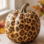 Classic Tan Leopard - leopard painted pumpkin
