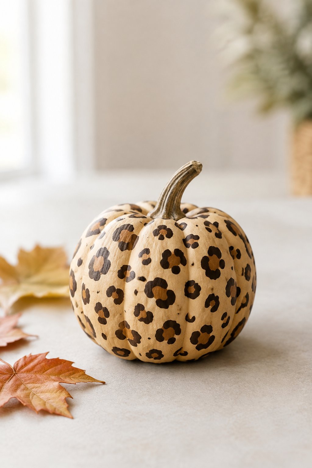 Mini Tan Leopard Spot - leopard painted pumpkin