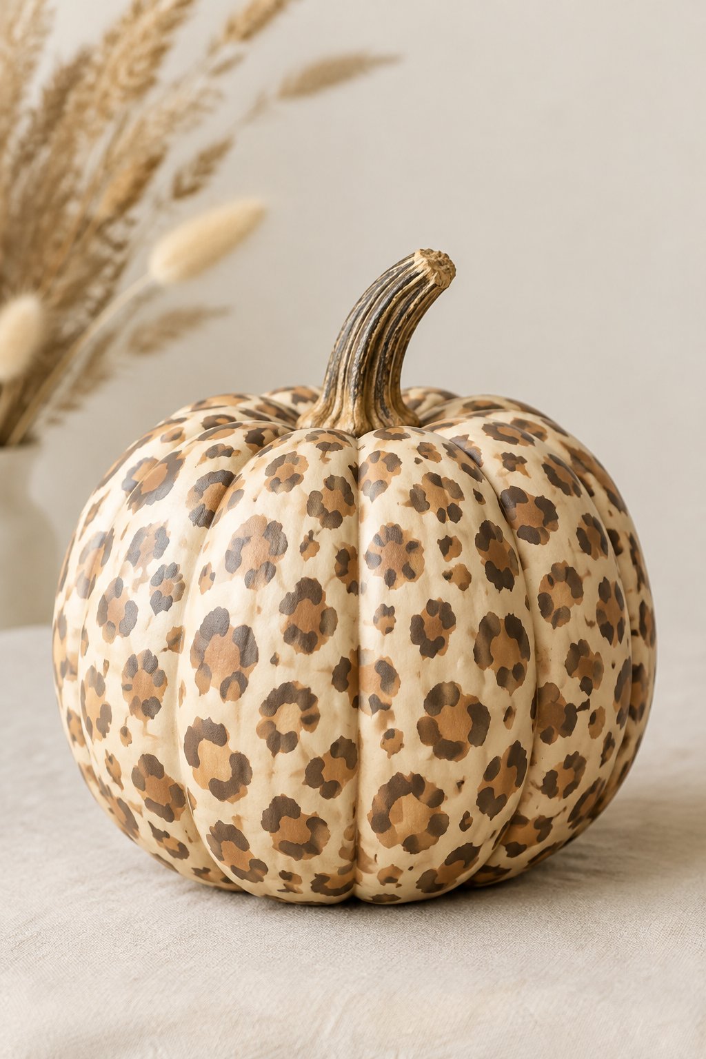Soft Beige Leopard - leopard painted pumpkin