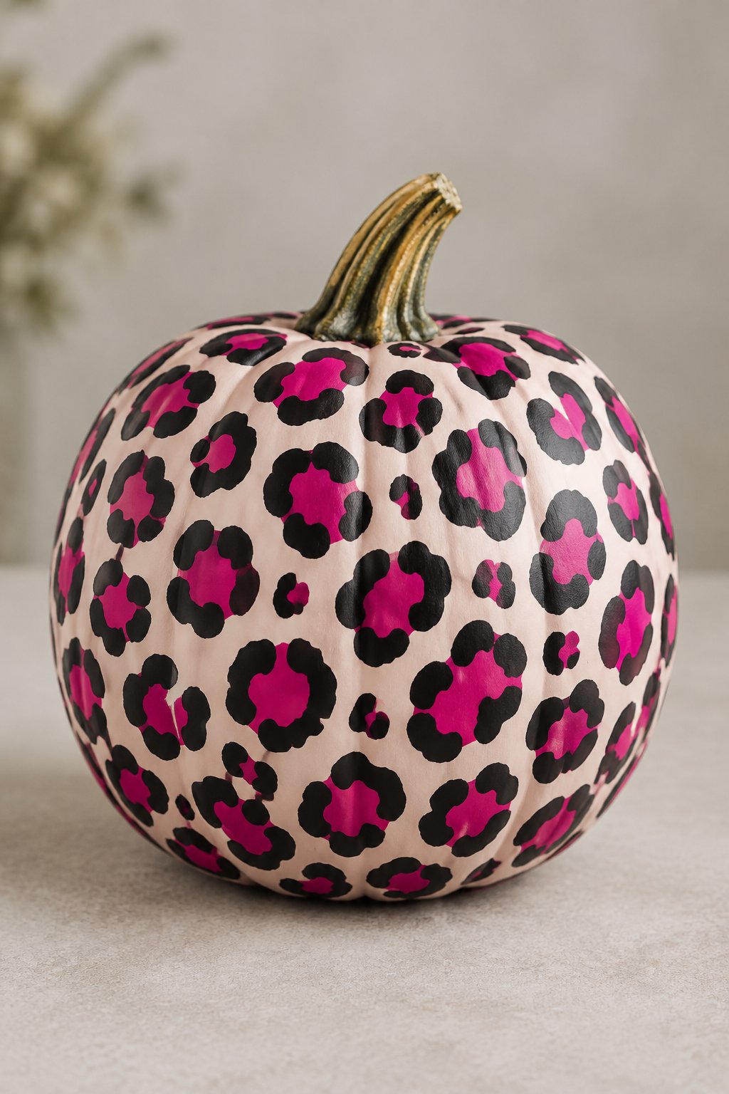 Magenta Leopard Statement - leopard painted pumpkin