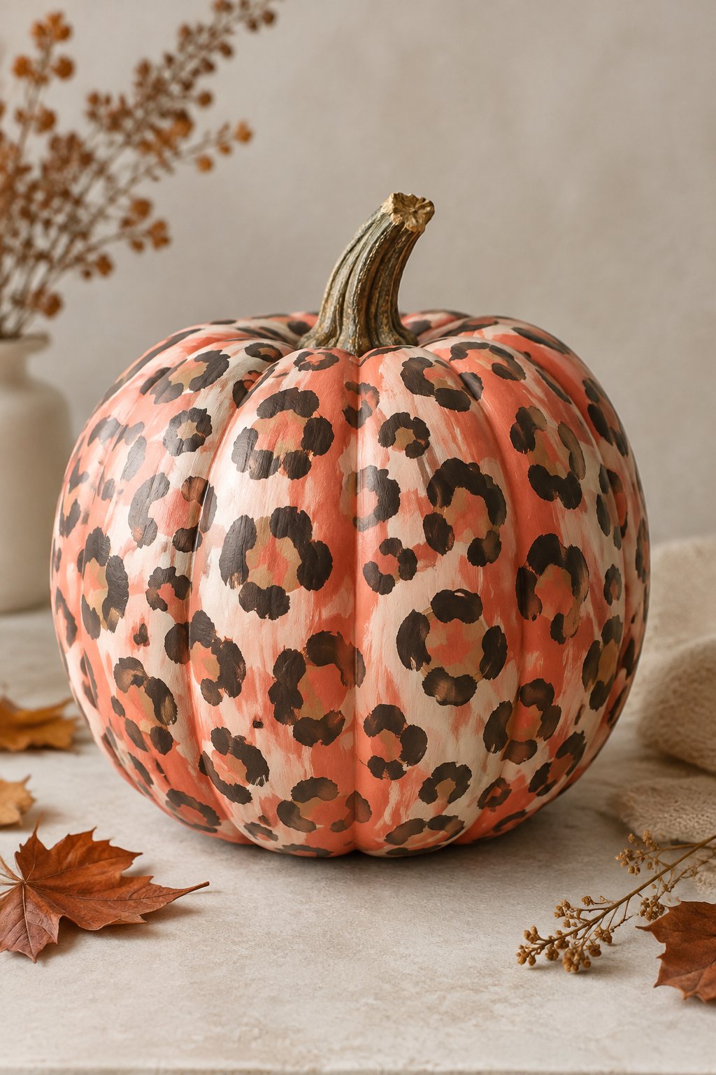 Coral Leopard Blend - leopard painted pumpkin