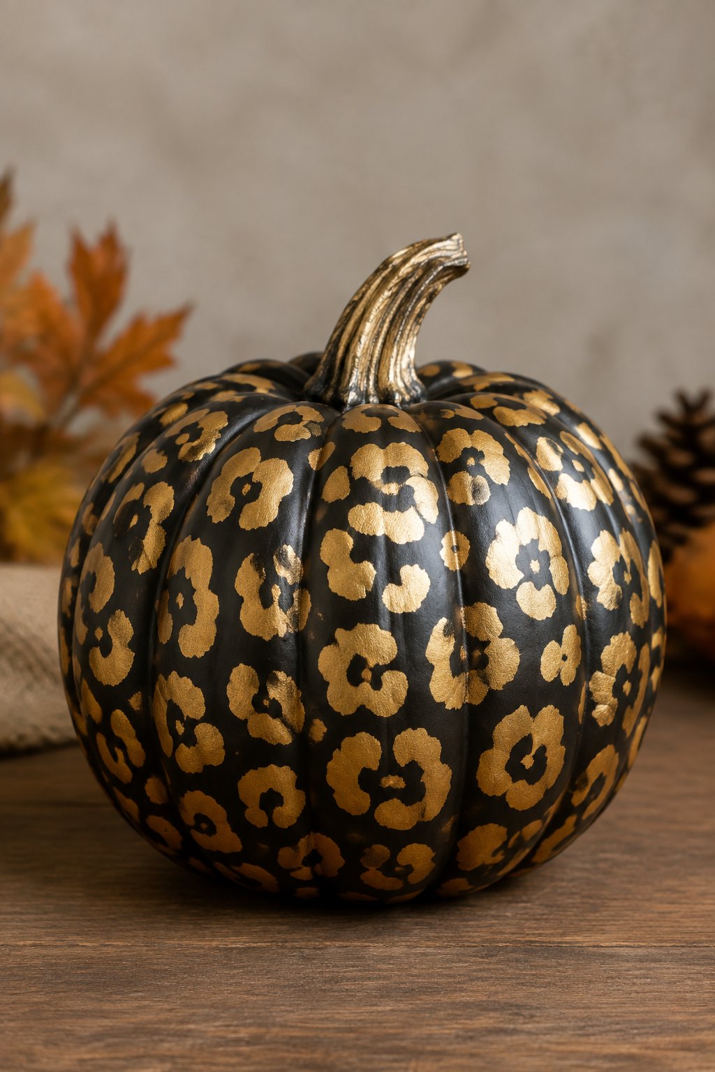 Metallic Gold Leopard - leopard painted pumpkin