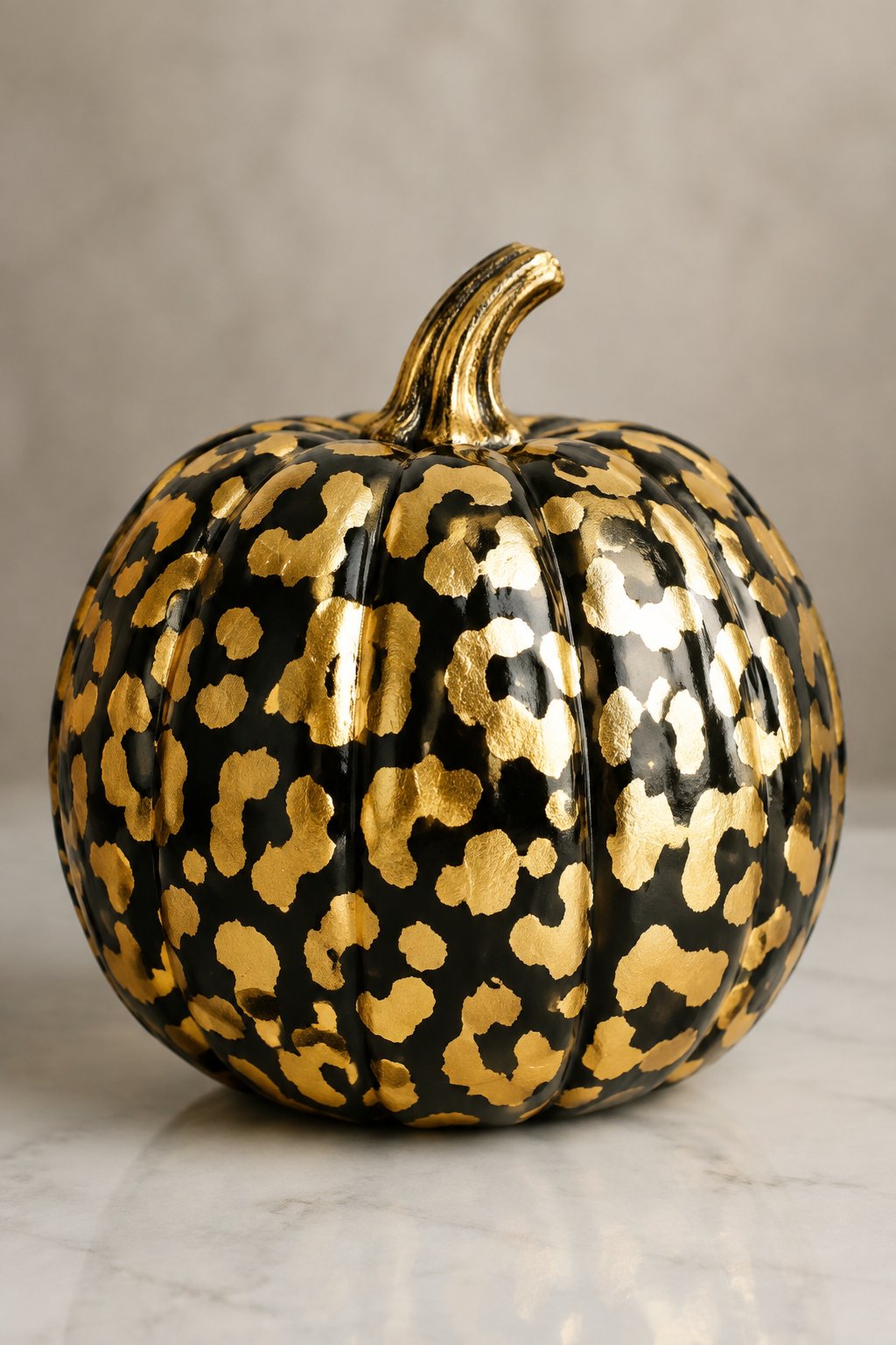 Gold Foil Leopard Look - leopard painted pumpkin