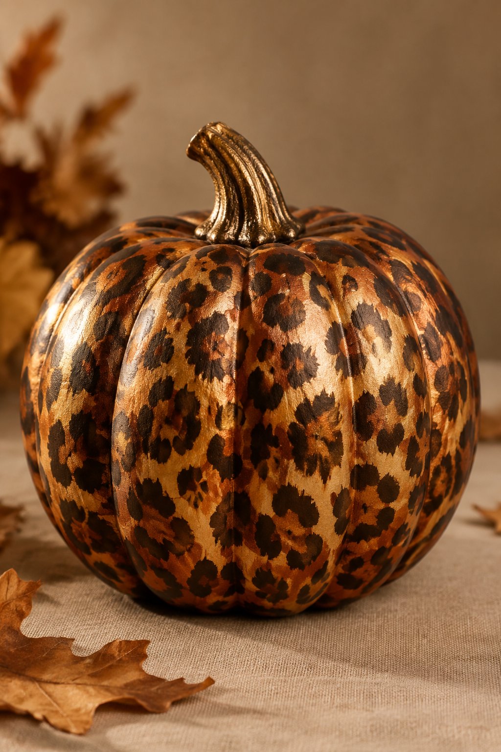 Bronze Leopard Sheen - leopard painted pumpkin