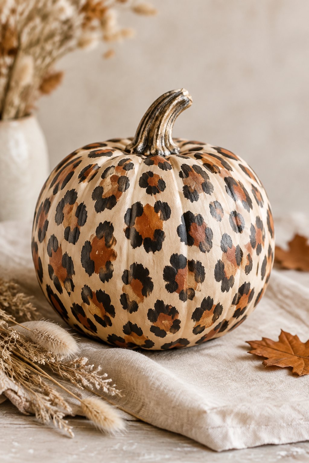 Sandstone Boho Leopard - leopard painted pumpkin
