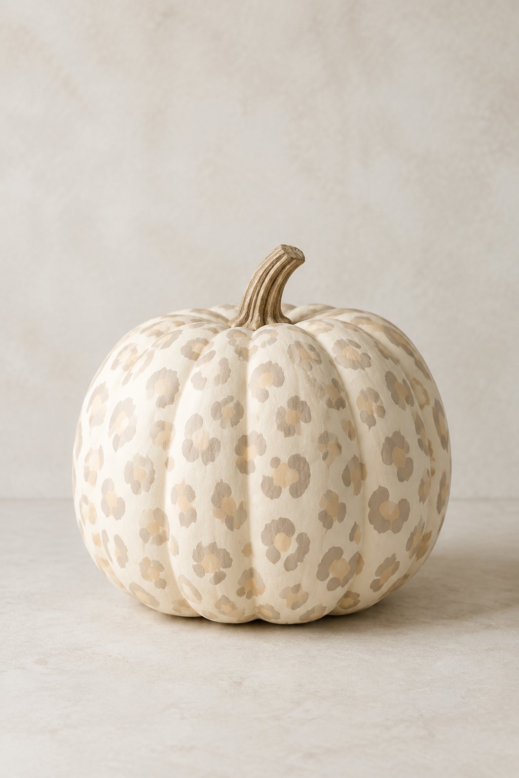 Cream on Cream Leopard - leopard painted pumpkin