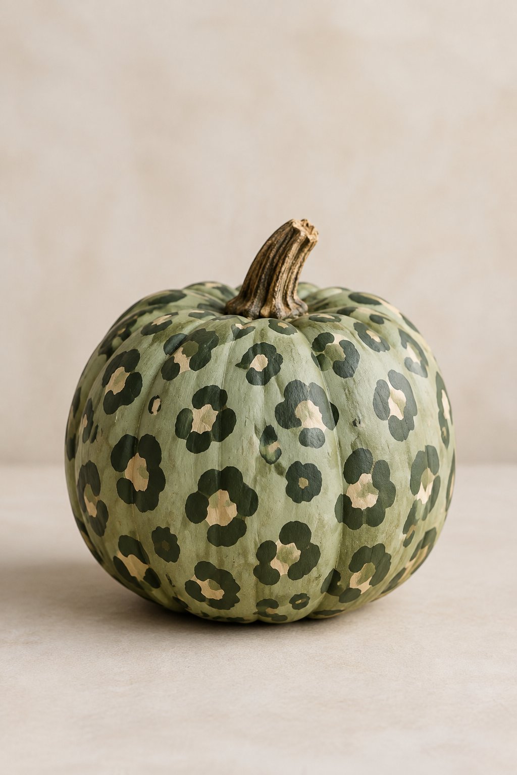 Sage Leopard Whisper - leopard painted pumpkin