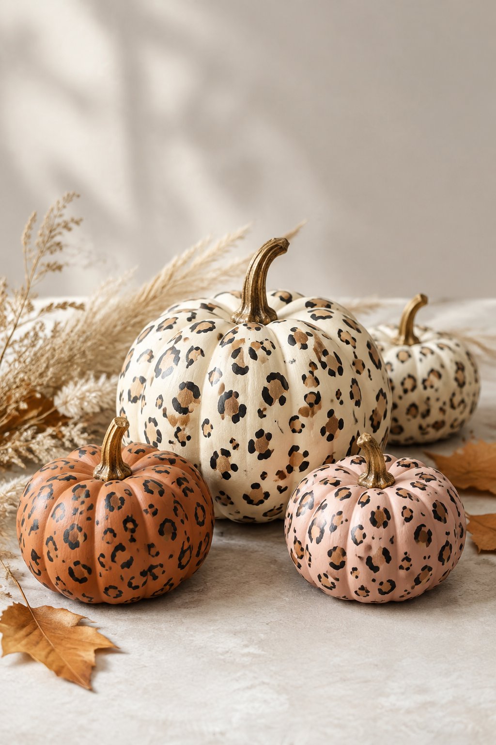 Mini Boho Leopard Cluster - leopard painted pumpkin