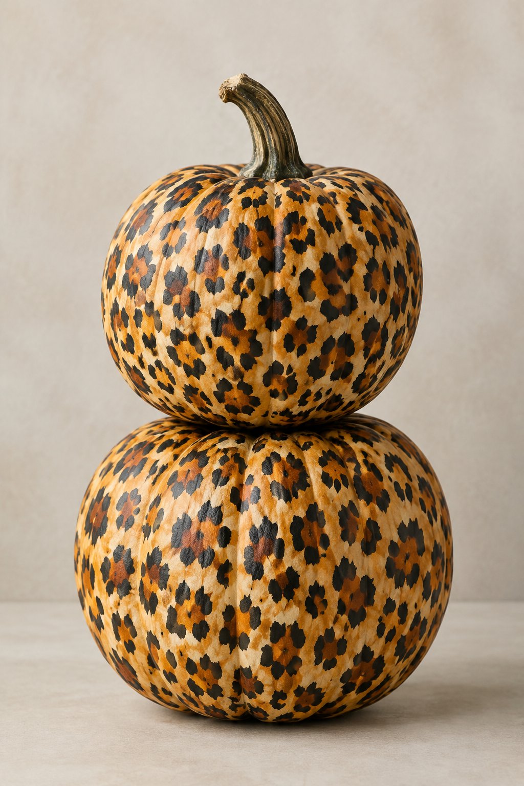 Stacked Leopard Duo - leopard painted pumpkin