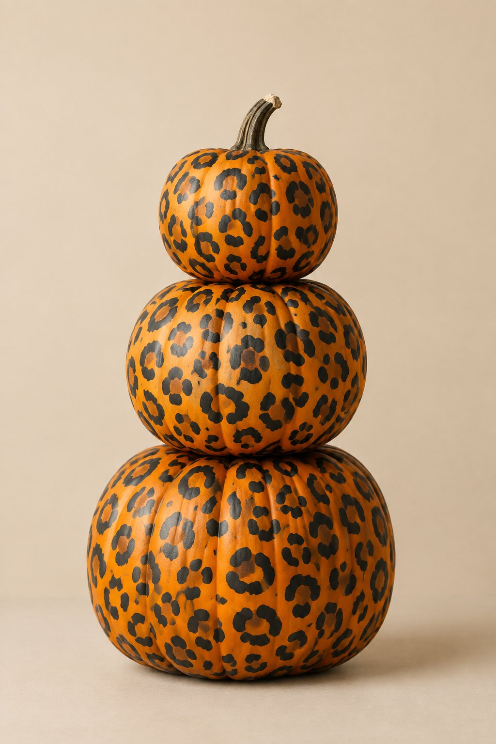 Leopard Plaid Stack Tower - leopard painted pumpkin