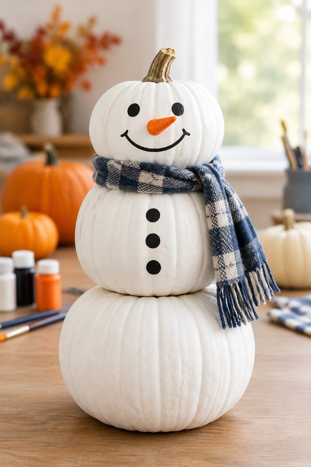 Snowman Stack Pumpkin Trio - pumpkin painting contest ideas