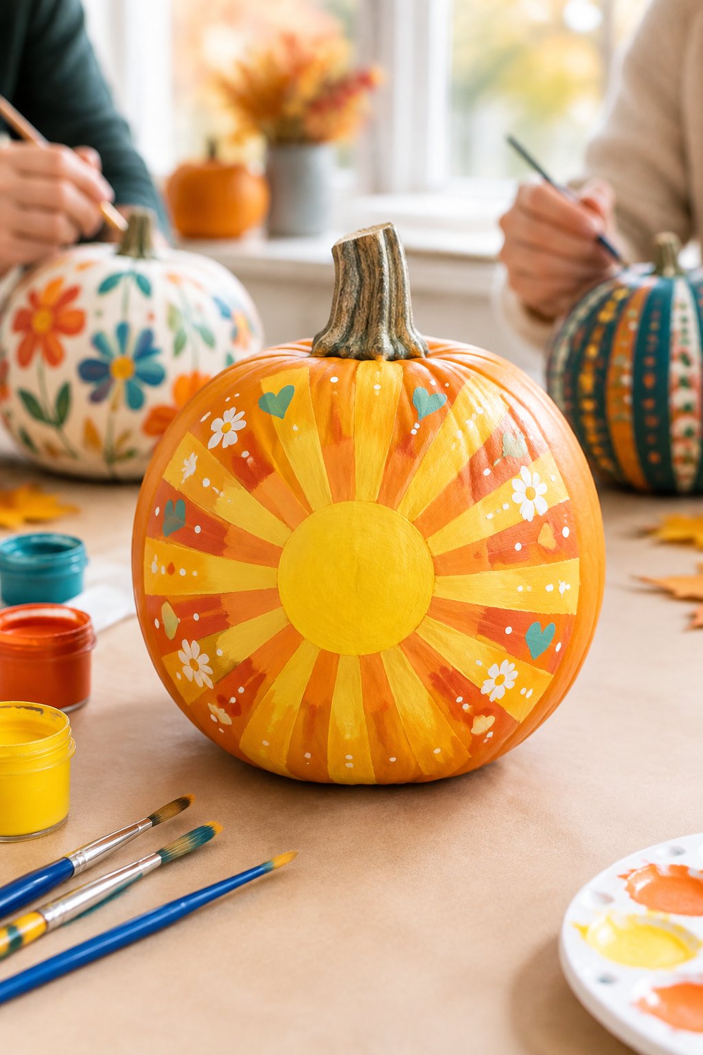 Good Vibes Only Sunburst - pumpkin painting contest ideas