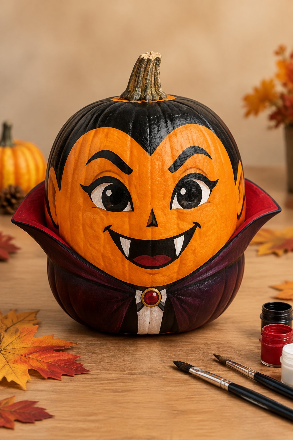 Fangtastic Vampire Pumpkin - pumpkin painting contest ideas