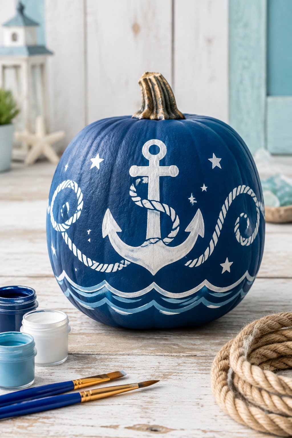 Sea You Later Nautical Pumpkin - pumpkin painting contest ideas