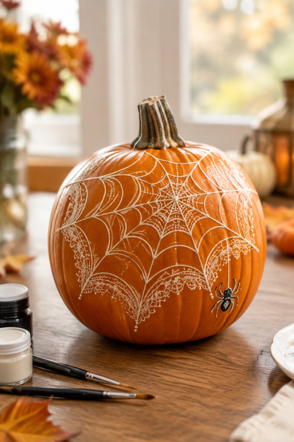 Spiderweb Lace Design - pumpkin painting contest ideas