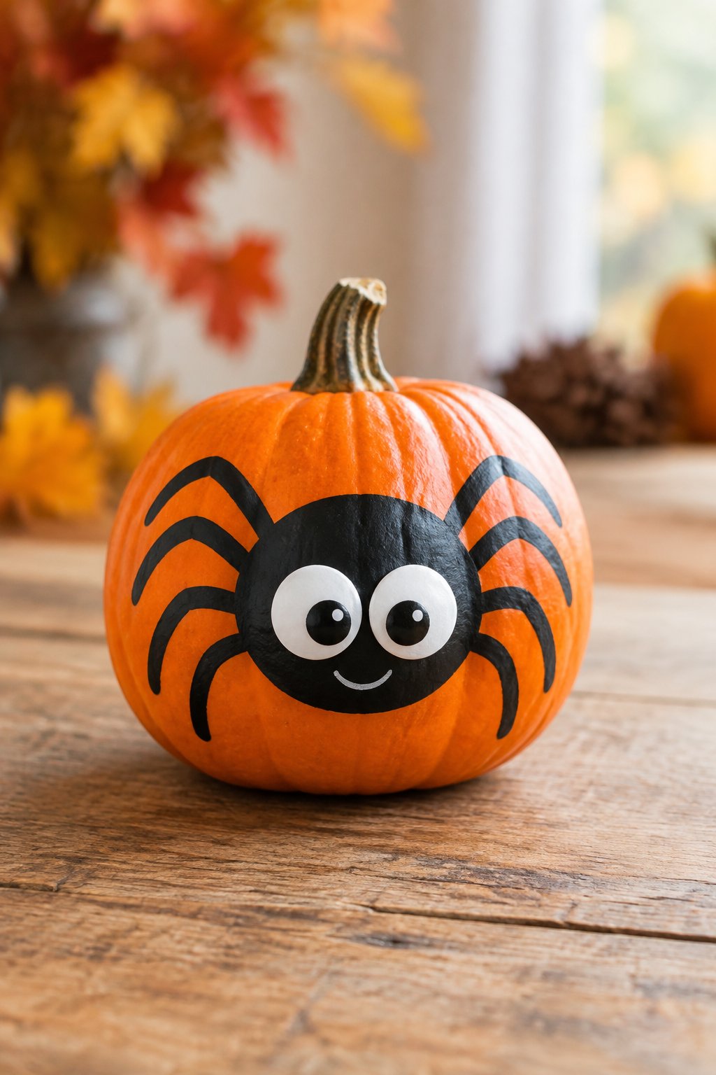 Bouncy Eye Spider - spider painted pumpkin