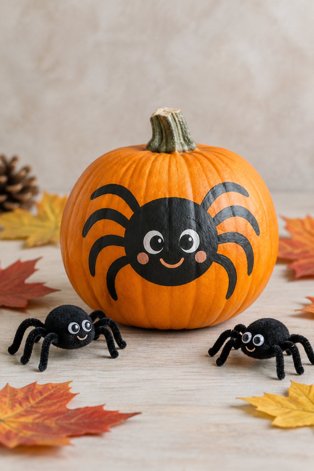 Spider Playdate - spider painted pumpkin